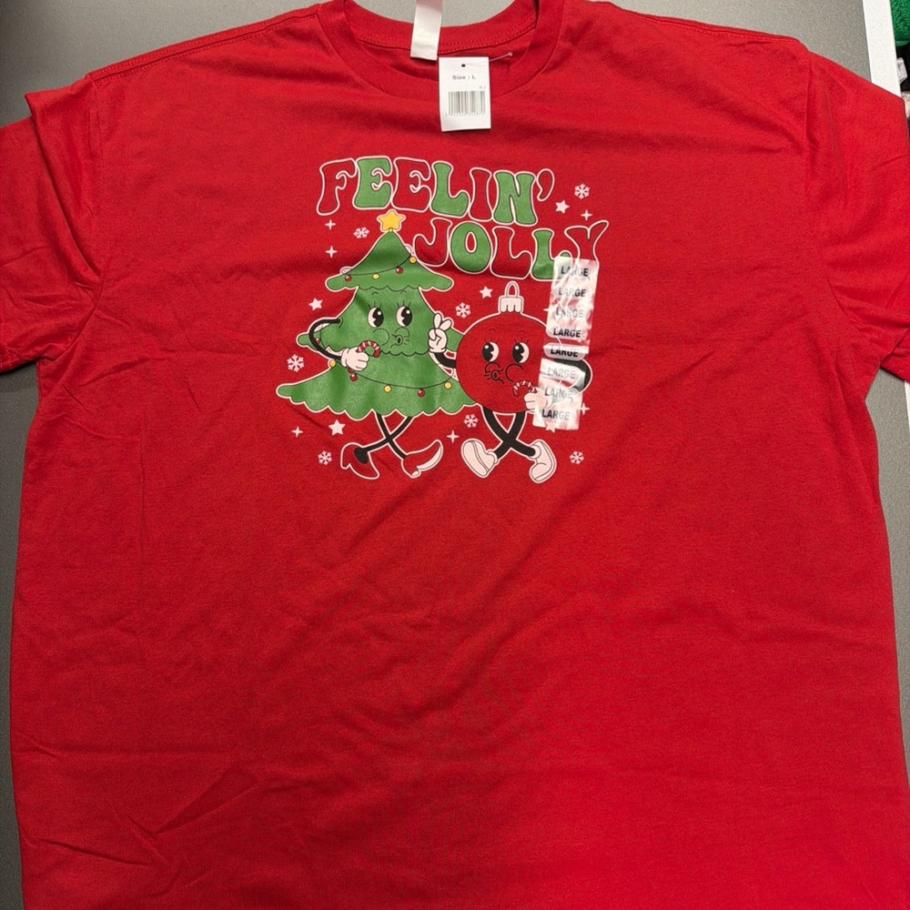 Christmas Feelin Holly Merry Christmas T Shirt  Size Large